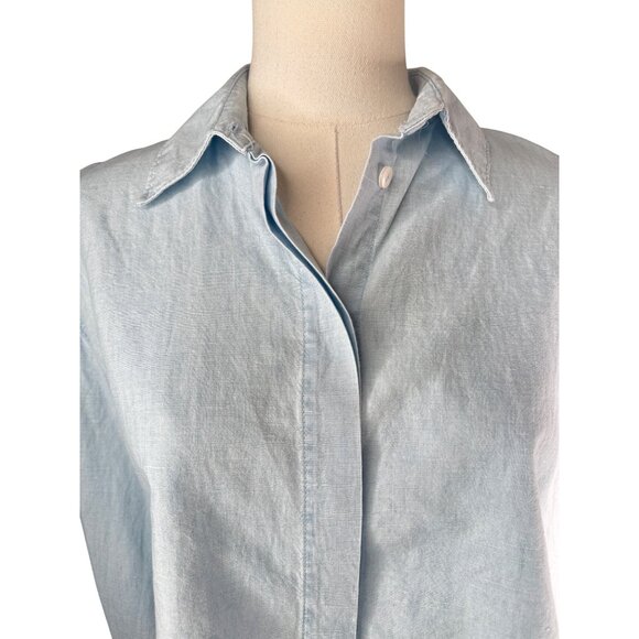 2/$30 ZARA XS Cropped Light Blue Chambray Cotton Linen Relaxed Fit - Picture 10 of 14